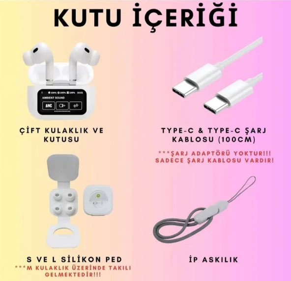 Karler Bass A9 Pro Aktif Gürültü Engelleyici Özellikli Dijital Ekranlı Kablosuz Kulaklık Bluetooth Kulaklık - Beyaz - 4