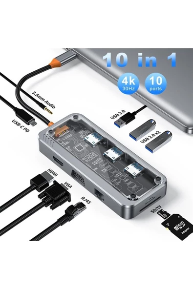 Dönüştürücü 10in1 Hub Sw10v Gri