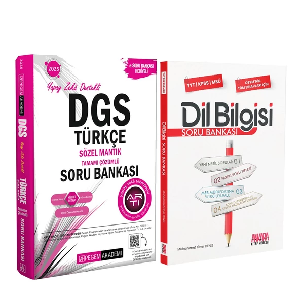 Pegem DGS Türkçe Sözel Mantık ve AKM Dil Bilgisi Soru Bankası Seti 2 Kitap