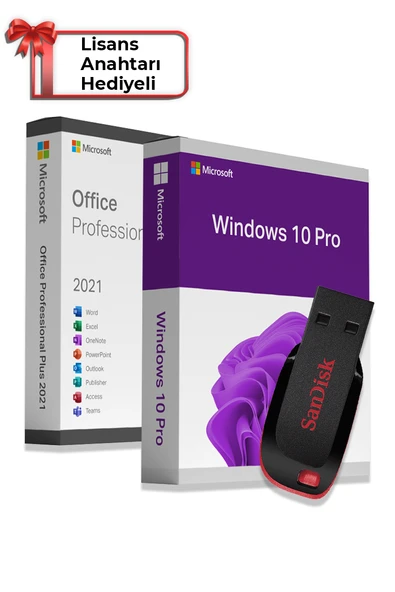 Windows 10 + Office 2021 Pro Plus Kurulum Dosyalı USB Bellek Freedos cihazlar için (Lisans Anahtarı Hediyeli)