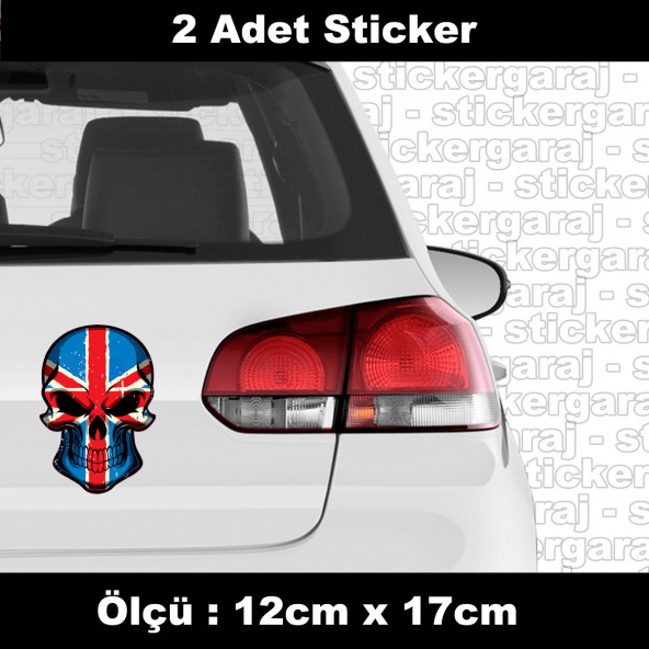 amerika kuru kafa iskelet sticker etiket - 2 adet araba kask motosiklet laptop tablet pc atv uyumlu sticker 2 adet ürün görseli