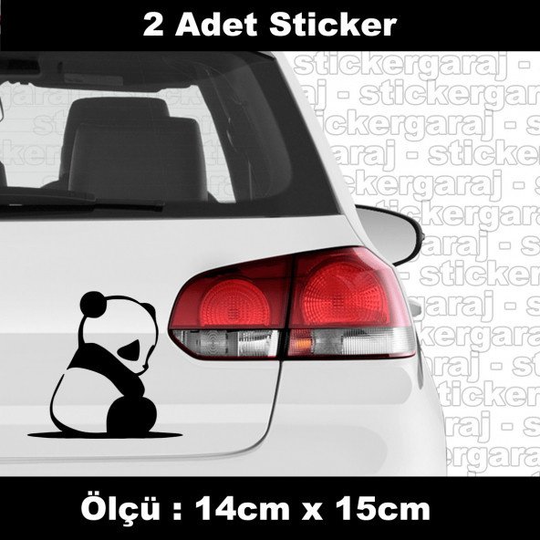 panda ayı yavrusu sevimli hayvan sticker etiket 2 adet  - araba kask motosiklet laptop tablet pc atv uyumlu sticker 2 adet - 1