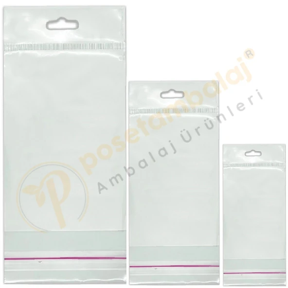 13 x 30 cm (Kapalı Hali 13 x 20 cm) 100 Adet Askılı Poşet - Meksika Şapkalı - Resim 5