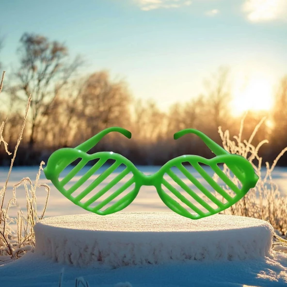 CHRİSTMAS PARTY GLASSES KALPLİ YEŞİL PARTİ GÖZLÜĞÜ YEŞİL PANJUR GÖZLÜK YEŞİL YILBAŞI PARTİ GÖZLÜĞÜ ürün görseli