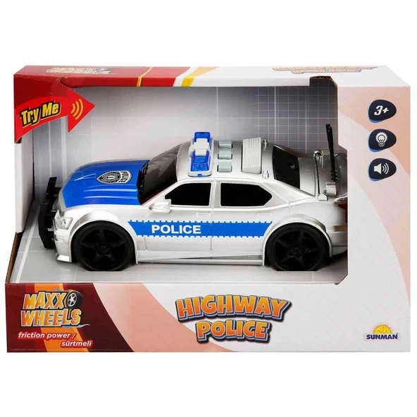 1:20 Maxx Wheels Sesli ve Işıklı Polis Arabası 19 cm - 4