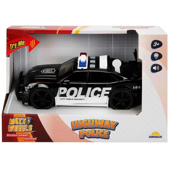 1:20 Maxx Wheels Sesli ve Işıklı Polis Arabası 19 cm - 6