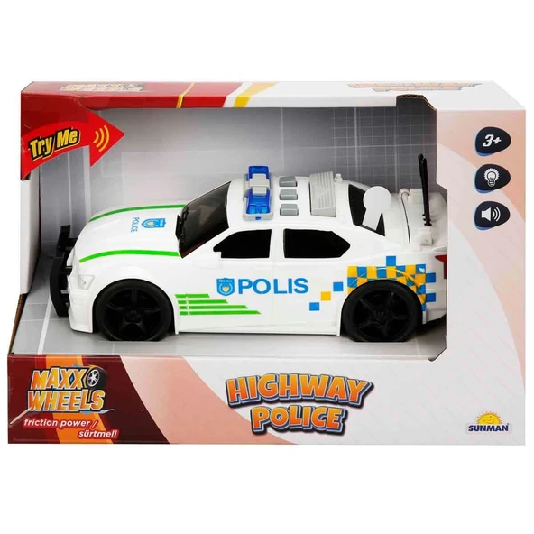 1:20 Maxx Wheels Sesli ve Işıklı Polis Arabası 19 cm - 5
