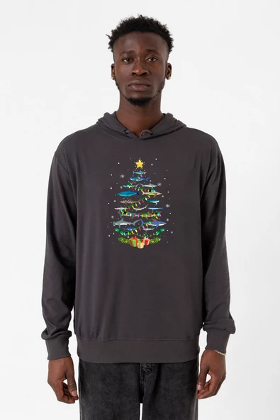Shark Christmas Tree Füme Erkek 2ip Kapşonlu ürün görseli