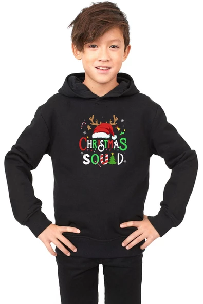 Christmas Squad Siyah Çocuk 3ip Kapşonlu