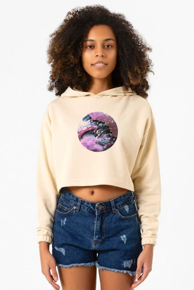 Linkin Park From Zero Bej Kadın Crop Kapşonlu ürün görseli