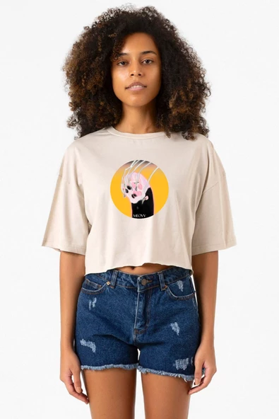 Meovv Meow Bej Kadın Crop Tshirt
