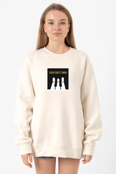 G-Dragon Home Sweet Home Ekru Kadın 2ip Sweatshirt