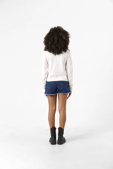 Rose Number One Girl Ekru Ekstra Uzunkol Sweatshirt - Resim 3