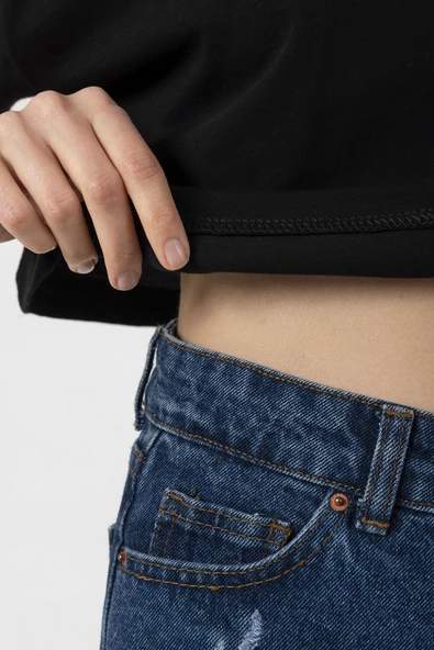 G-Dragon Home Sweet Home Siyah Kadın Crop Tshirt - Resim 5