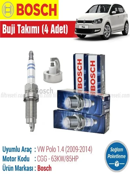 Bosch VW Polo 1.4 Bosch Nikel Buji Takımı 2009 2010 2011 2012 2013 2014 Benzin/Benzin&LPG Motor No:CGG ürün görseli
