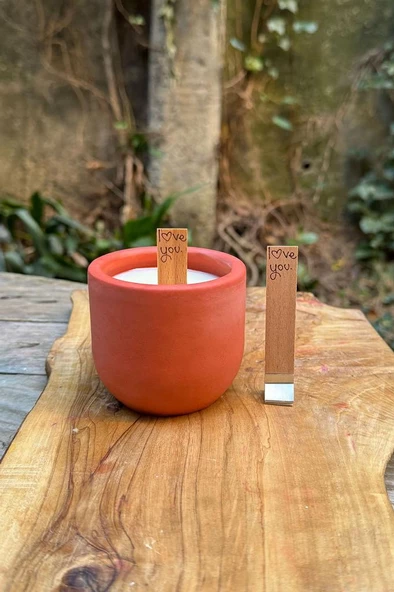 Ahşap Düz Model 15mm en x 100mm boy x 0,5mm kalınlık 6 FARKLI LOVE YAZI DESENLİ Mum Fitili + Sehpa (12 Adet) - Resim 3