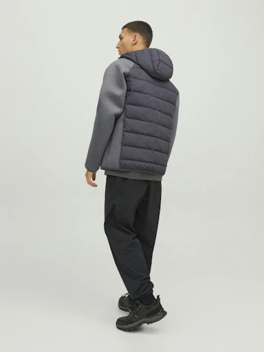 Jack Jones Erkek Asfalt Gri Kapüşonlu Hibrid Mont 12241622 - 5