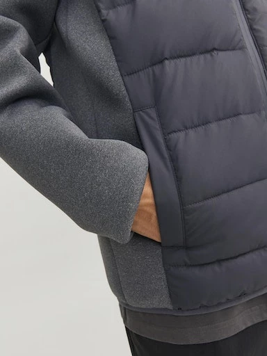Jack Jones Erkek Asfalt Gri Kapüşonlu Hibrid Mont 12241622 - 3