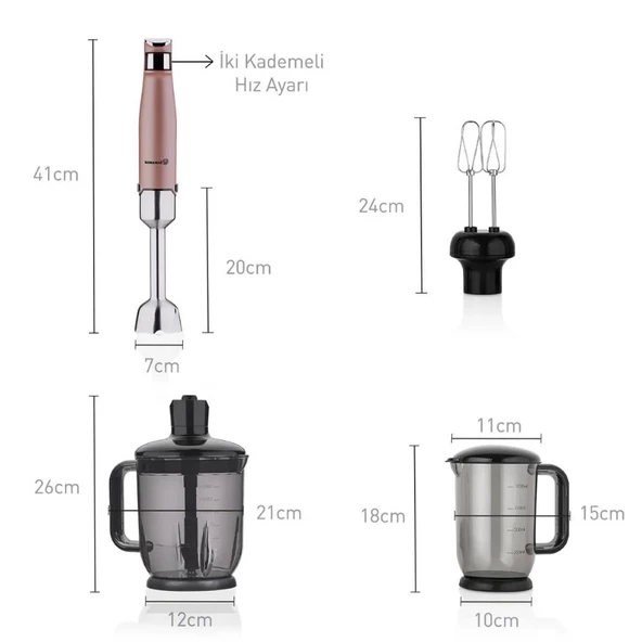 Korkmaz Performix  Dayanıklı Mega Blender Set Rosagold Renk A449-01 - 2