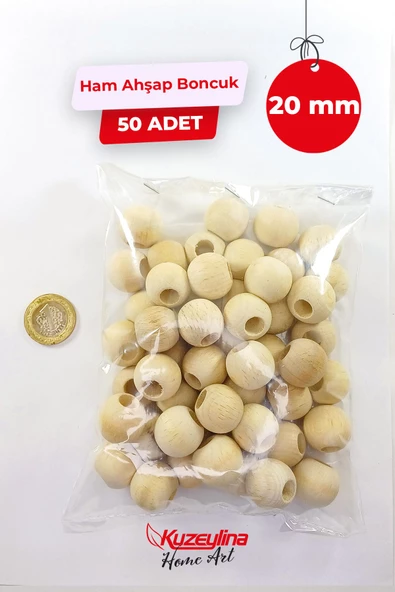 Kuzeylina 20 mm Ahşap Ham Boncuk -  50 Adet