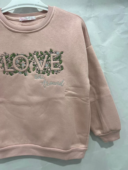 uğurböceğiçocuk Love Yazı Baskılı Kız Sweat 11993 - 7