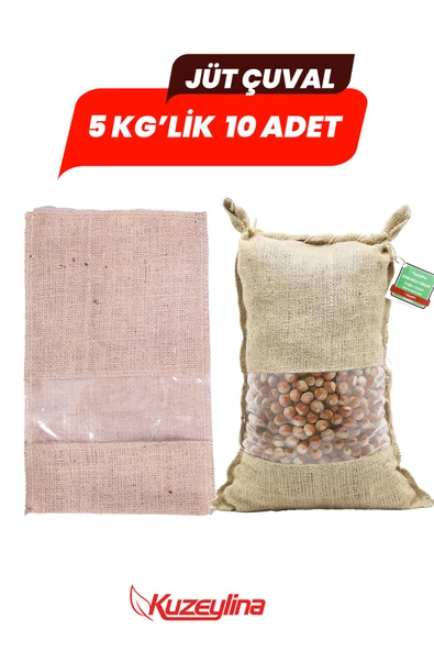 Kuzeylina Jüt Çuval 5 kg'lik- Şeffaf Pencereli 10 Adet