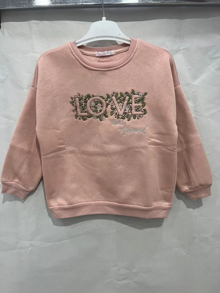 uğurböceğiçocuk Love Yazı Baskılı Kız Sweat 11993 - 3
