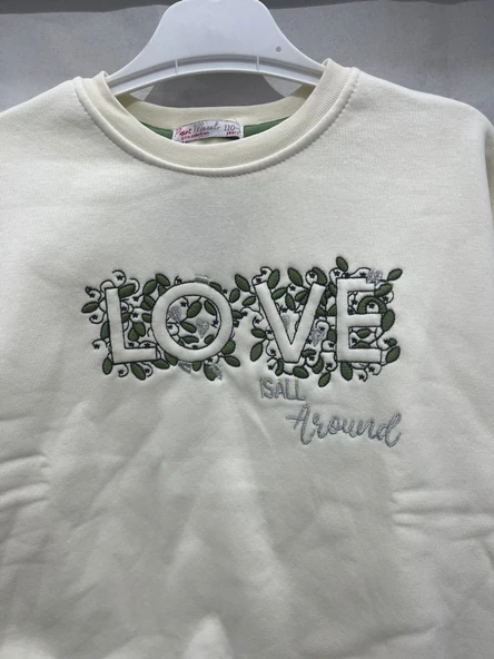 uğurböceğiçocuk Love Yazı Baskılı Kız Sweat 11993 - 9