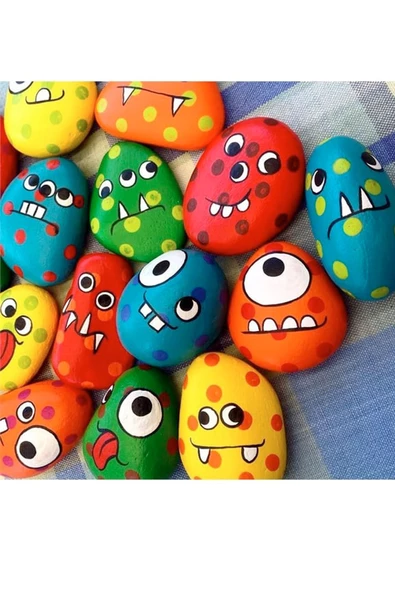 Kuzeylina Doğal Taş Boyama Seti - 2-5 cm Boyutlarında, 10 Adet - 3