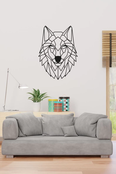 Kuzeylina Geometrik Kurt Figürlü Duvar Dekoru - Ahşap MDF, 50x36 cm - 2