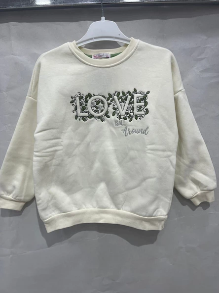 uğurböceğiçocuk Love Yazı Baskılı Kız Sweat 11993 - 8
