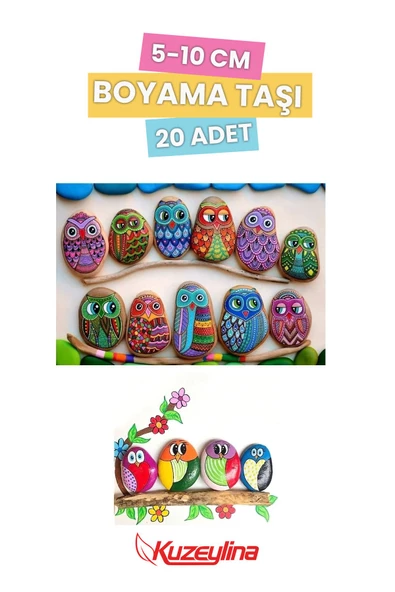 Kuzeylina Boyama Taşı - Dekoratif Taş - 20 Adet / 5-10 cm - 3