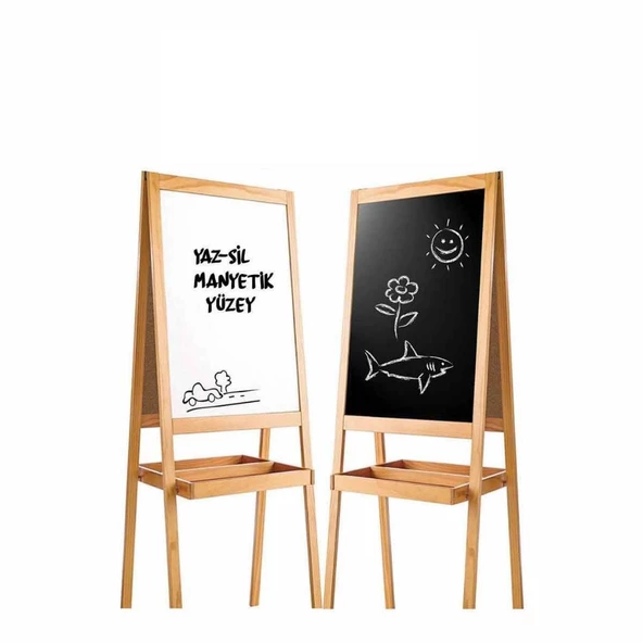 Manyetik Çift Taraflı Ahşap Yazı Tahtası DIY002 - 5