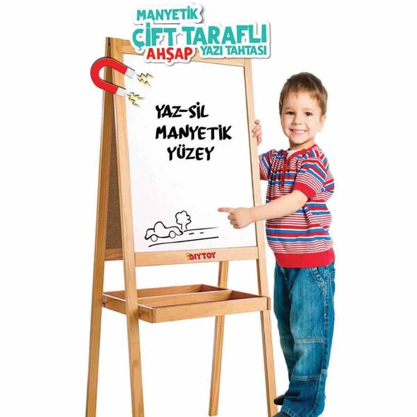 Manyetik Çift Taraflı Ahşap Yazı Tahtası DIY002