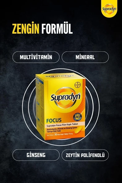 Supradyn Focus 30 Film Kaplı Tablet| Zeytin Polifenolü, Ginseng, Multivitamin Ve Mineral Içeren Takv - 3