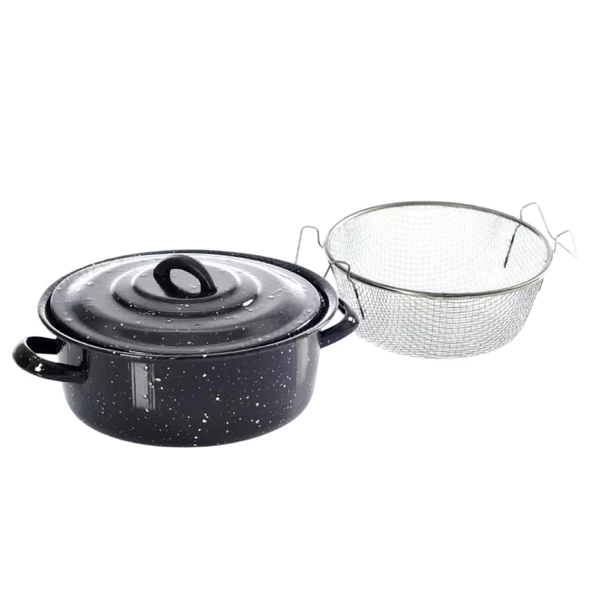 Girist Emaye Süzgeçli Kızartma Tenceresi - 5