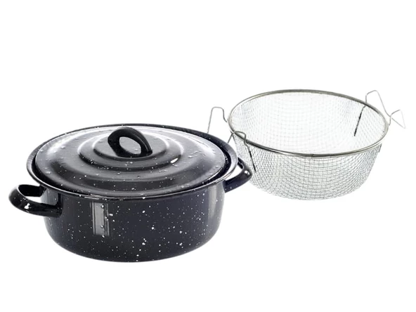 Girist Emaye Süzgeçli Kızartma Tenceresi - 3