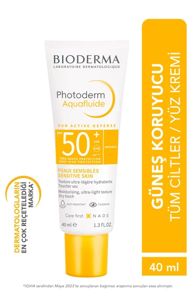 Bioderma Photoderm Aquafluid SPF50+ Tüm Ciltler için Yüksek Korumalı Yüz Güneş Kremi 40 ml