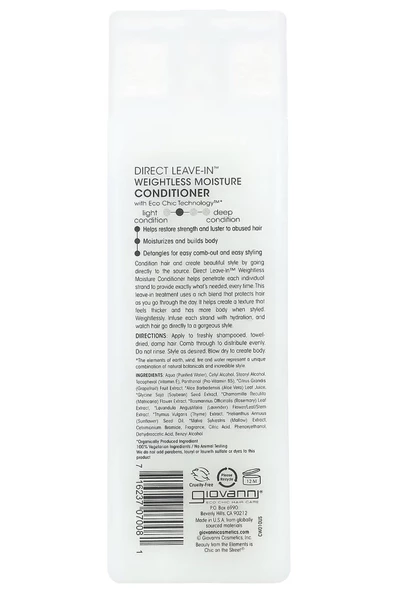 Giovanni Hafif Nemlendirici Durulanmayan Saç Kremi 250ML - 2