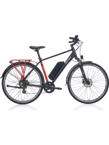 Carraro E-Line eLife 2.1 HD Fren 7 Vites 28 Jant Elektrikli Şehir Bisikleti Mat Siyah Kırmızı 52 Kadro