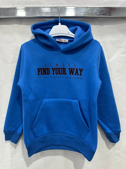 uğurböceğiçocuk Find Your Way Yazı Baskılı 3 İp Kapuşonlu Sweat 1034 - 2