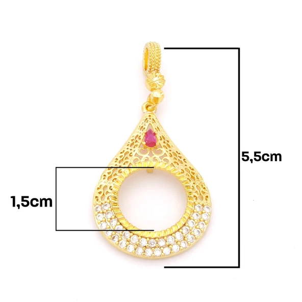 Çeyrek Altın Çerçeveli Kolye Ucu Altın Kaplama TGR-697 - Resim 2