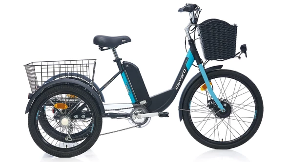 Carraro ePack 2.1 HD Fren Nexus 3 Vites 24 Jant Elektrikli Şehir-Kargo Bisikleti Mat Siyah Turkuaz