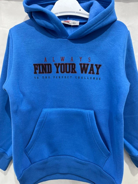 uğurböceğiçocuk Find Your Way Yazı Baskılı 3 İp Kapuşonlu Sweat 1034