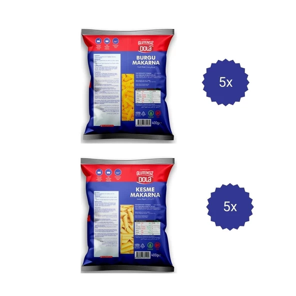 Dola Glutensiz Kesme ve Burgu Makarna 400 Gr 10 Adet - Resim 2