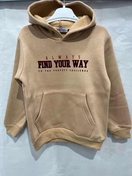 uğurböceğiçocuk Find Your Way Yazı Baskılı 3 İp Kapuşonlu Sweat 1034 - 12