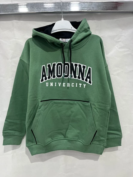 uğurböceğiçocuk Amoonna Yazı Baskılı Kapuşonlu Sweat 42491 - 8
