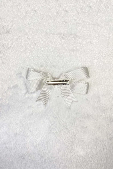 Kız Çocuk Fiyonklu Klipsli Okul Saç Tokası Beyaz - 2