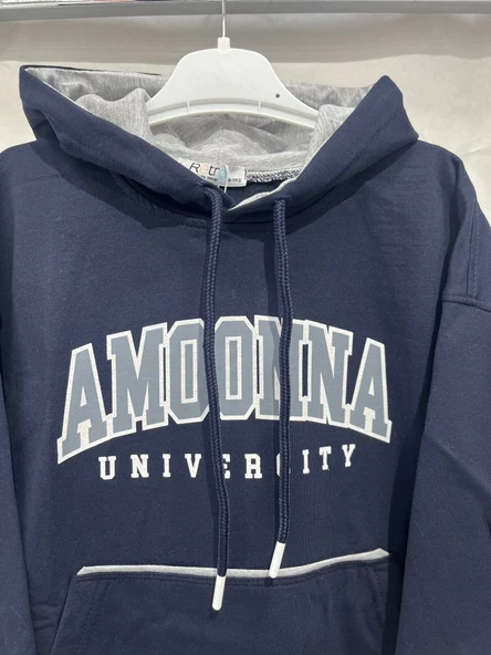 uğurböceğiçocuk Amoonna Yazı Baskılı Kapuşonlu Sweat 42491 - 2