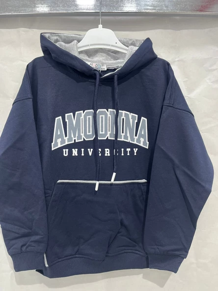 uğurböceğiçocuk Amoonna Yazı Baskılı Kapuşonlu Sweat 42491 - 7